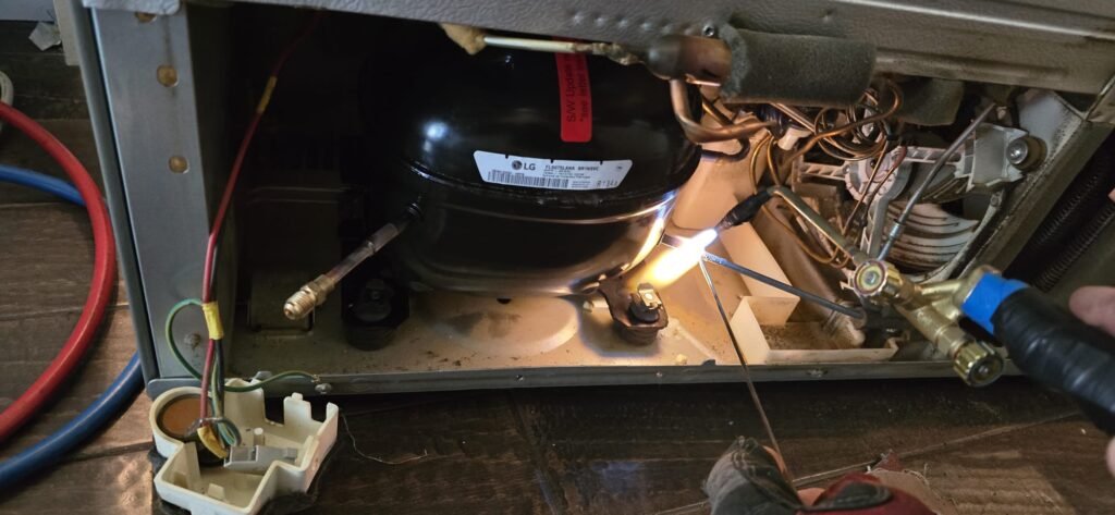 Fridge compressor Installation. After