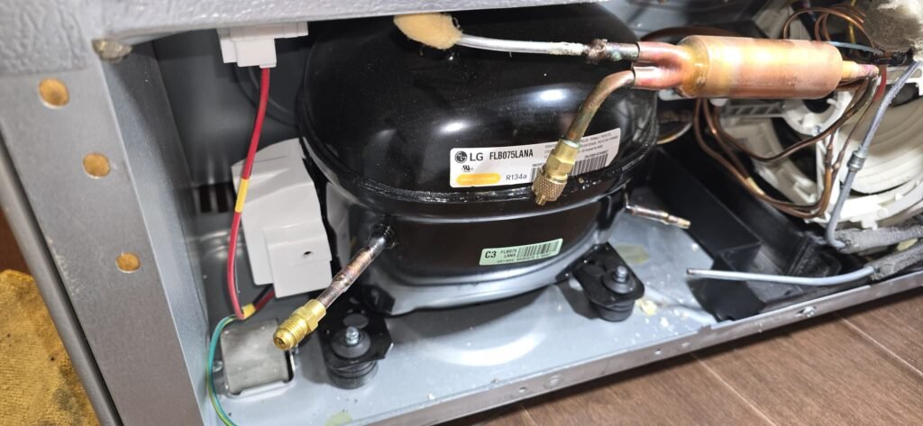 Fridge installation compressor before